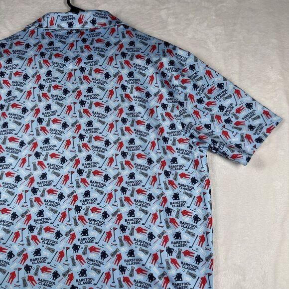 Barstool Sports Golf Polo Shirt Mens M‎ Blue Performance All Over Print - Picture 8 of 12